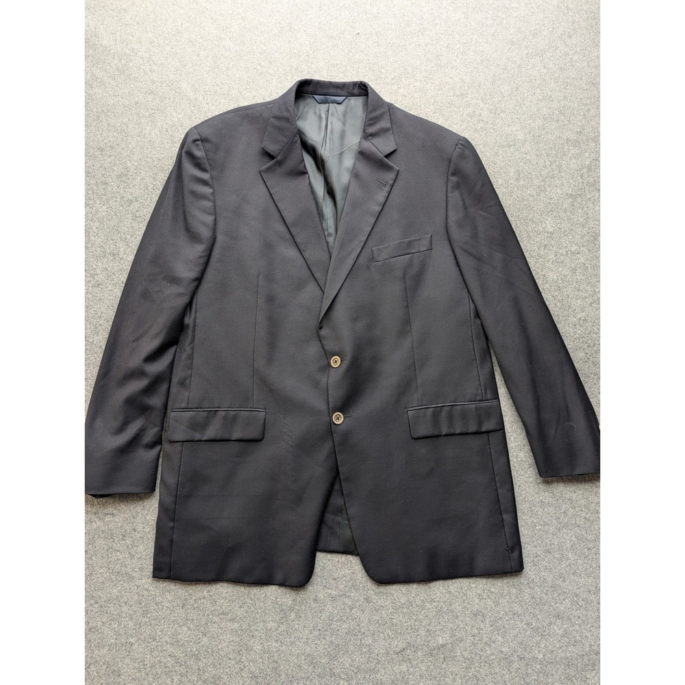 Burberry Blazer Suit Jacket Men Large Black Two Button Formal Wool Coat